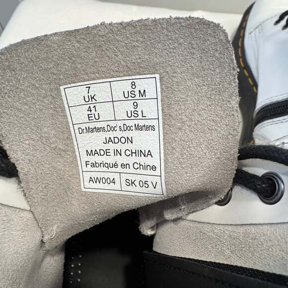 Dr. Martens Jadon White Polished Smooth Leather 8-Eye Platform Boots - Picture 5 of 7